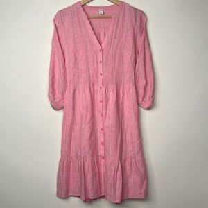 Old Navy Button Down Dress Womens Size XS Pink Striped